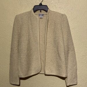 Adele Joyce Sweater Cardigan Jacket S Stretchy Creamy Ivory Acrylic Wool Blend